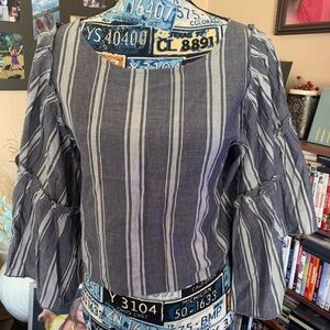 Hollister Charcoal Striped Blouse